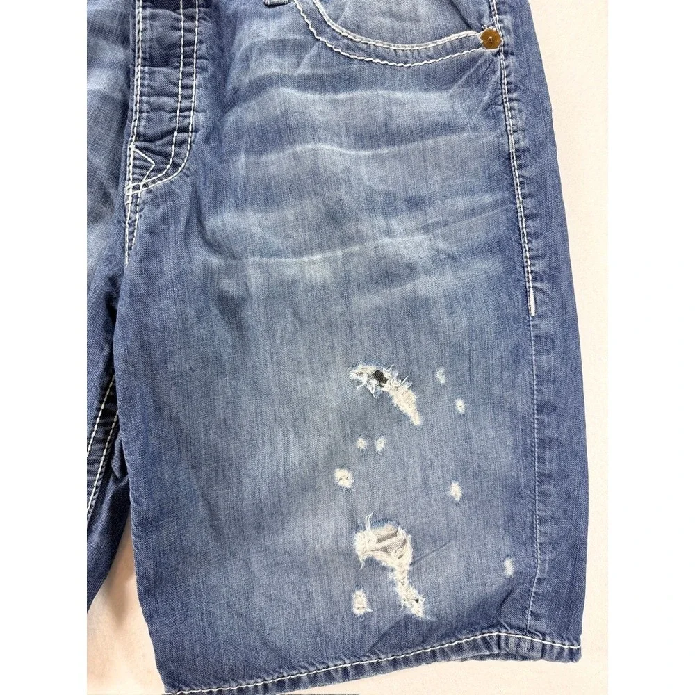 True Religion Surf Denim Distressed Shorts Men's Size 40 Y2K